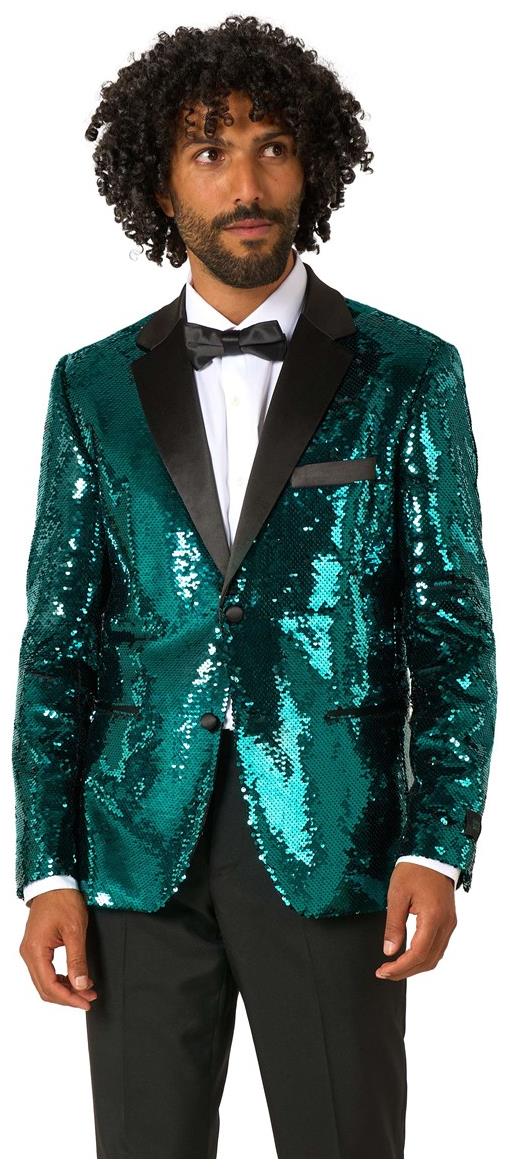 OppoSuits Men's Blazers Terrific Teal Sequins