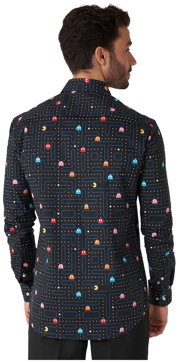 Stylish OppoSuits Pac-Man Long Sleeve Shirt for Retro Game Fans and Party Events