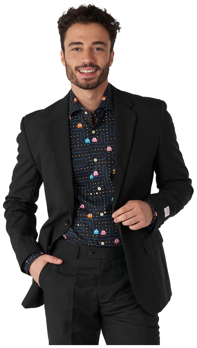 Stylish OppoSuits Pac-Man Long Sleeve Shirt for Retro Game Fans and Party Events