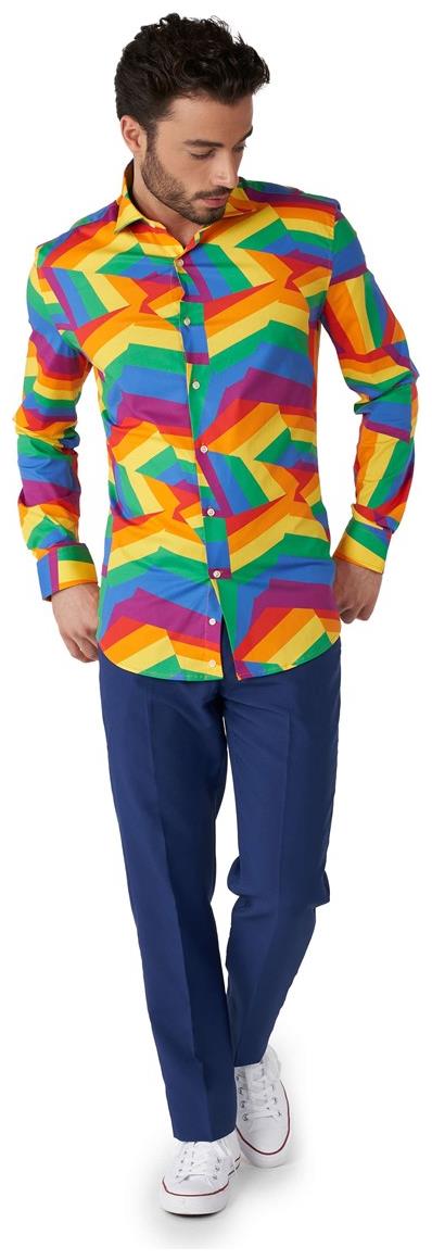 OppoSuits Men's Shirts SHIRT LS Zig Zag Rainbow