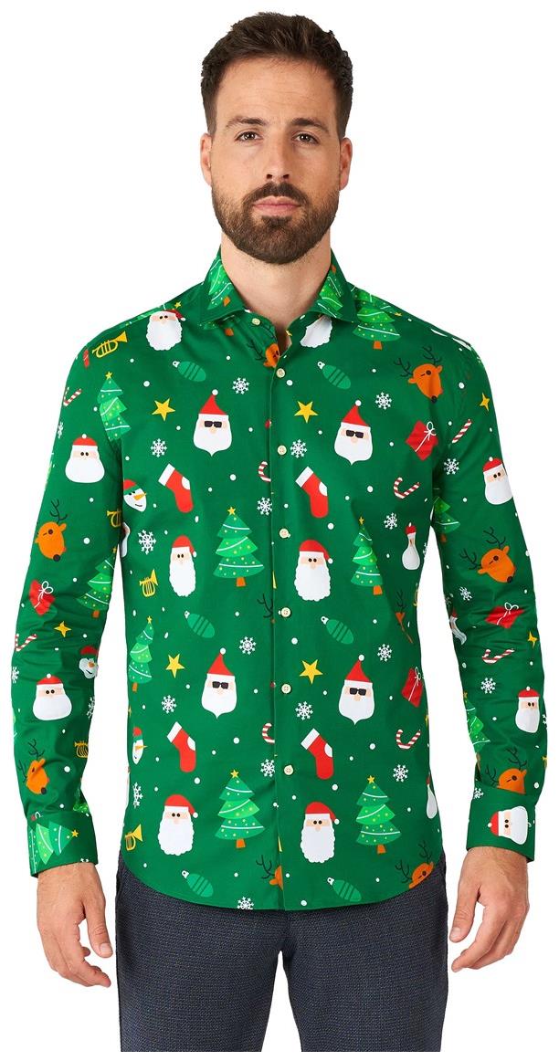 Festive OppoSuits Men's Shirt for Christmas Parties Holiday Celebrations and Family Gatherings