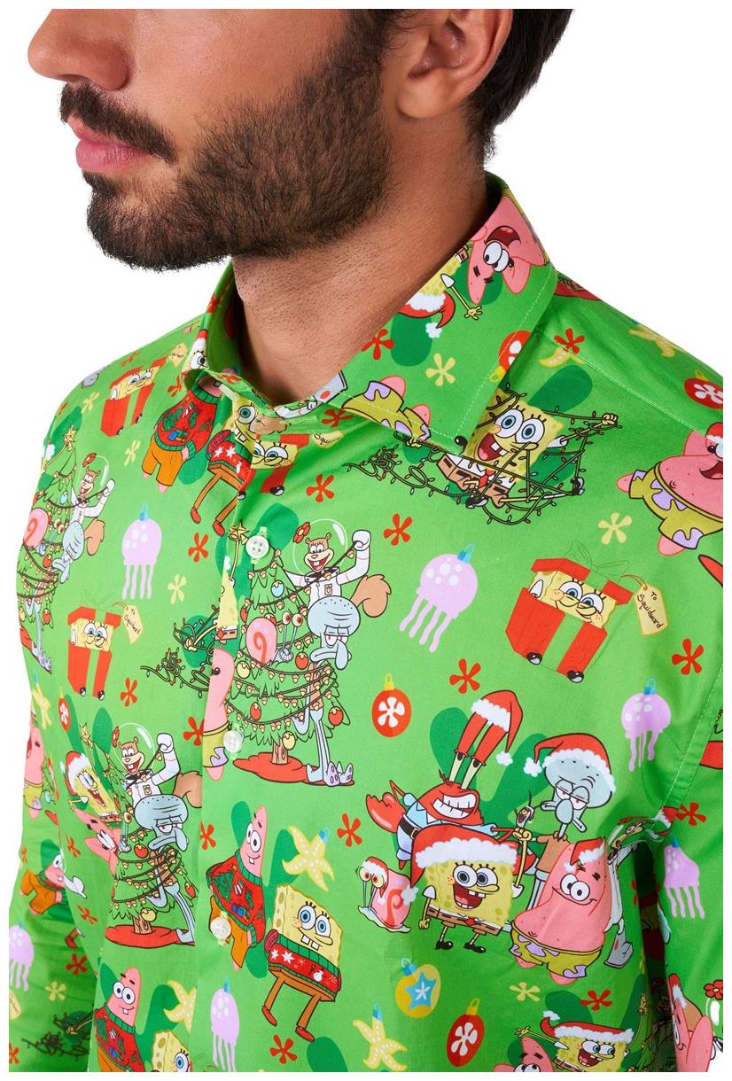 OppoSuits Men's Shirts SHIRT LS SpongeBobT Christmas