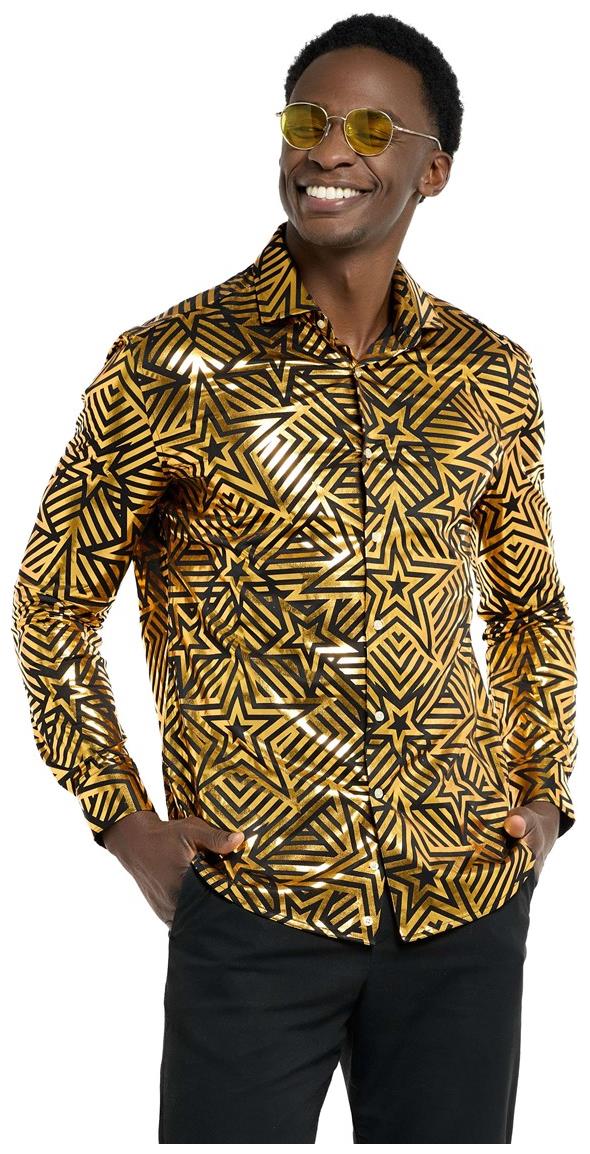Stylish OppoSuits Golden Geo Star Shirt for Parties Events and Trendy Occasions