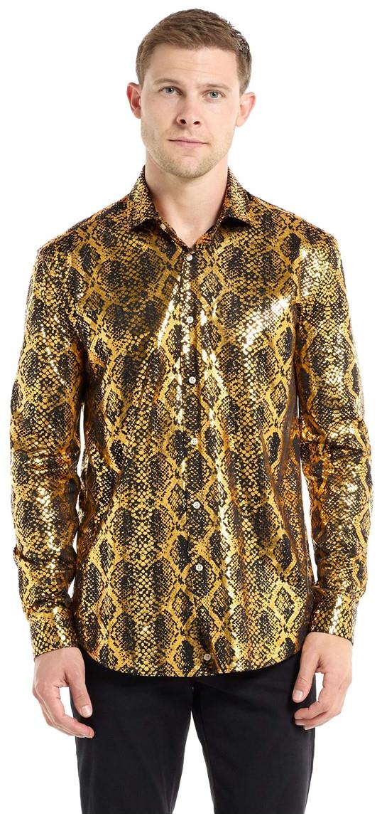 Stylish OppoSuits Shiny Snake Shirt for Holidays Parties and Dancing Events