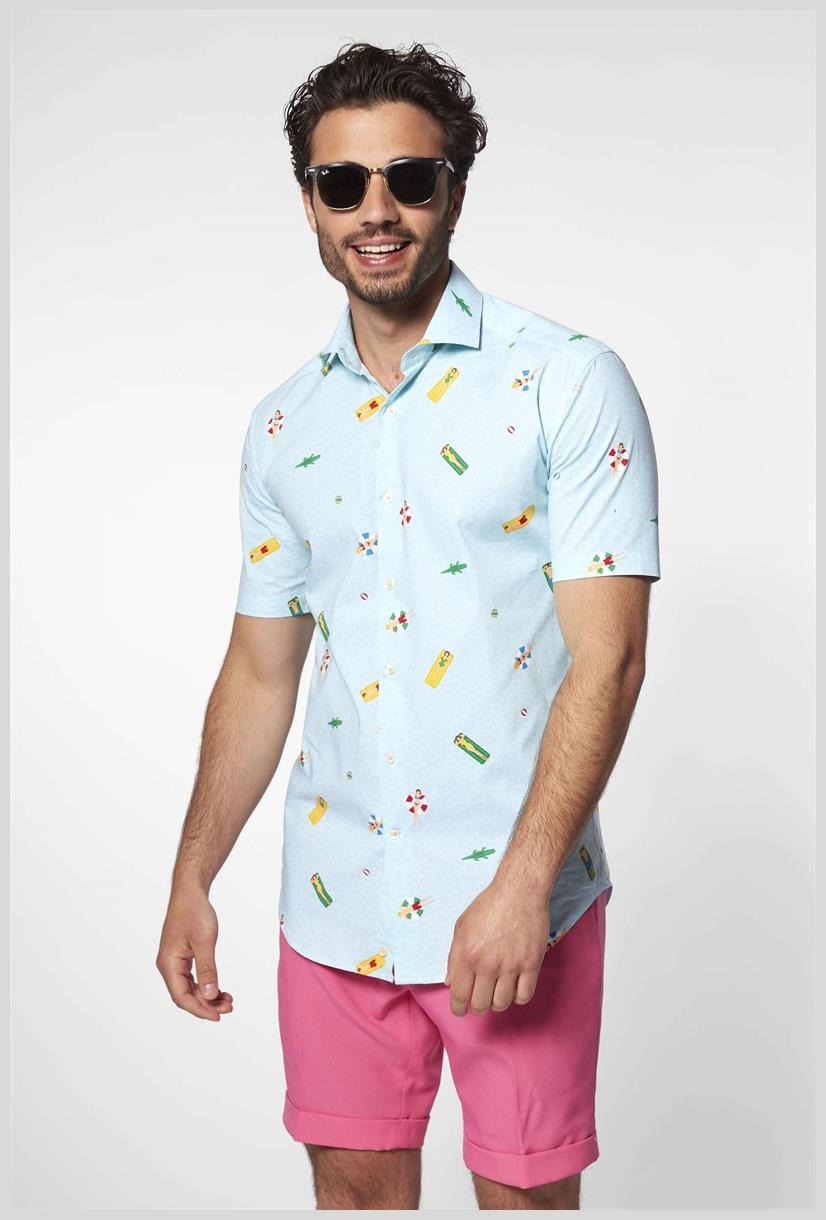 OppoSuits Men's Summer Shirts SHIRT Short Sleeve Pool Life