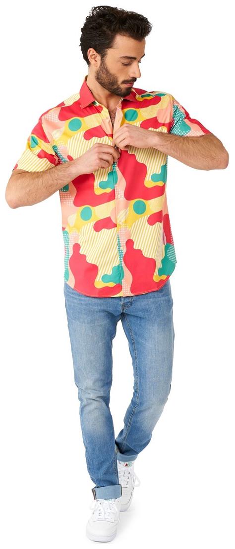 OppoSuits Men's Summer Shirts SHIRT Short Sleeve Coral Camo