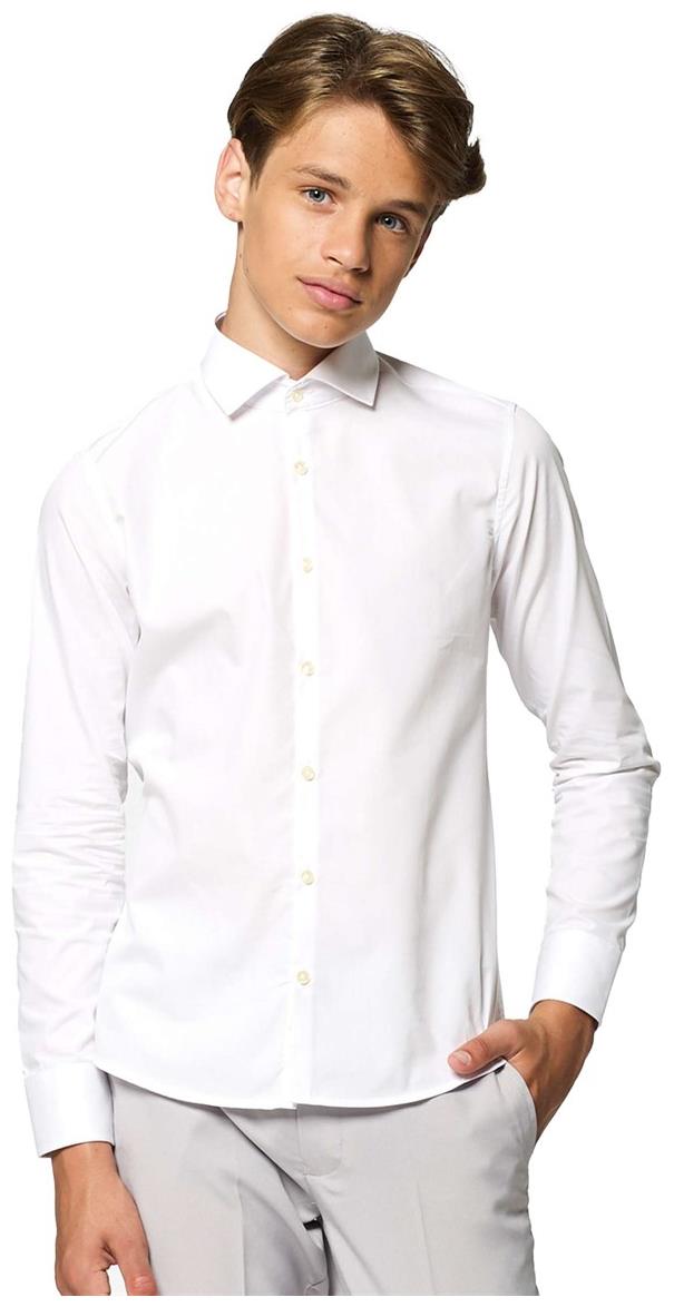 Stylish OppoSuits Teen Boys' Long Sleeve White Shirt for Smart-Casual Events and Holiday Parties