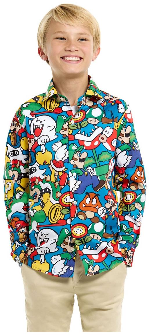 Colorful Super Mario Long Sleeve Shirt for Teen Boys Halloween Parties and Comic Con Events