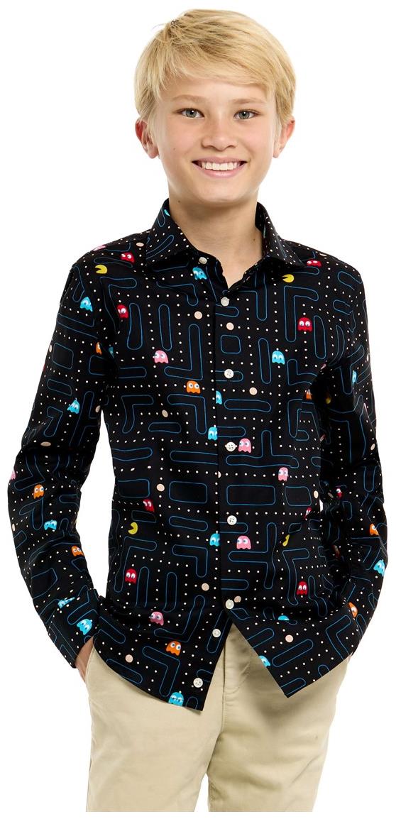 Stylish OppoSuits Pac-Man Long Sleeve Shirt for Teens Perfect for Game Parties and Daily Wear