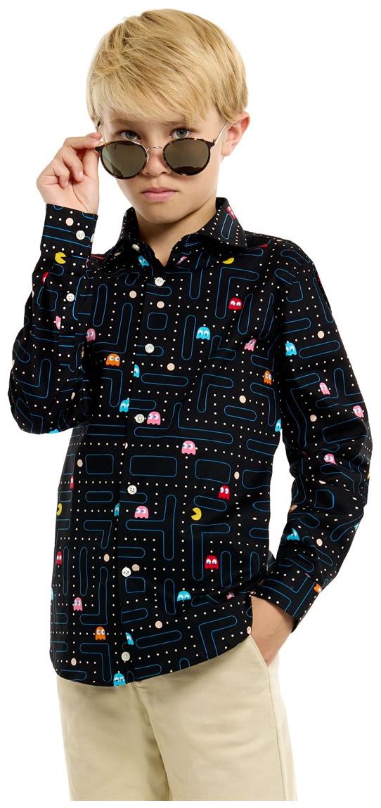 Stylish OppoSuits Pac-Man Long Sleeve Shirt for Teens Perfect for Game Parties and Daily Wear