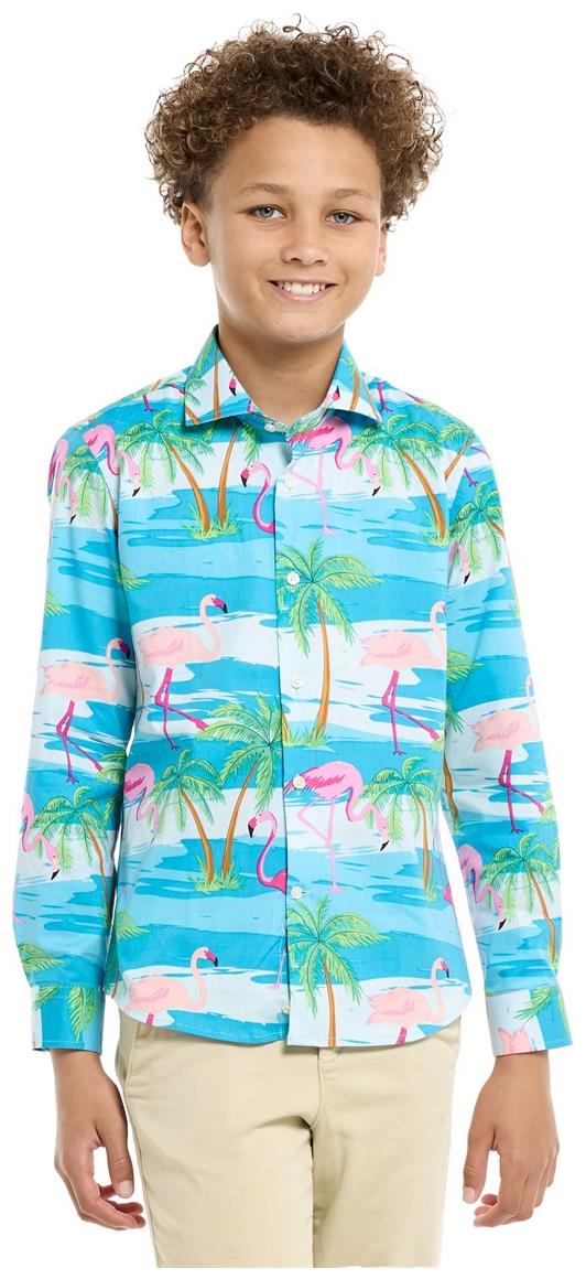 Tropical OppoSuits Flaminguy Shirt for Teen Boys Halloween Parties Summer Events and Casual Wear