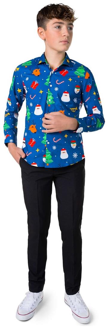 OppoSuits Teen Boys' Shirts SHIRT LS Festivity Blue Teen Boys