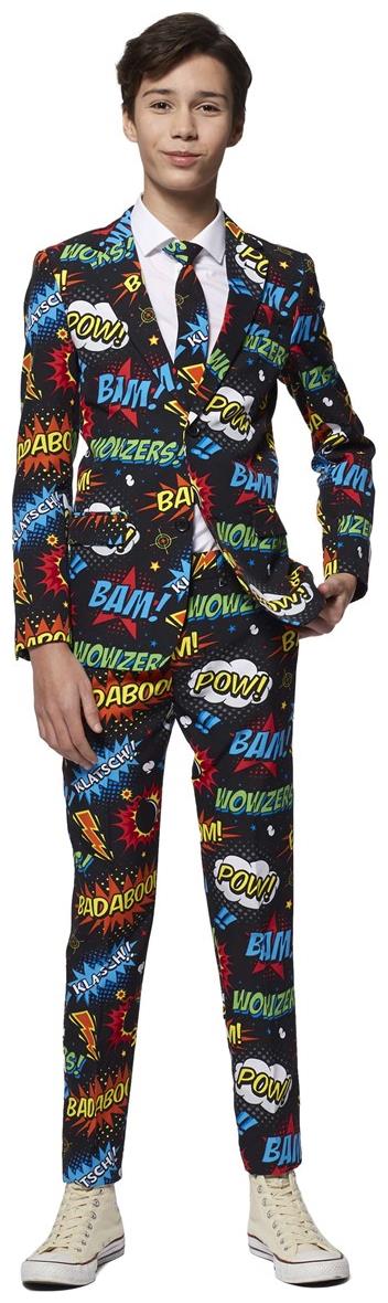 Comic Book Themed OppoSuits Badaboom Suit for Teen Boys Halloween Parties and Special Events