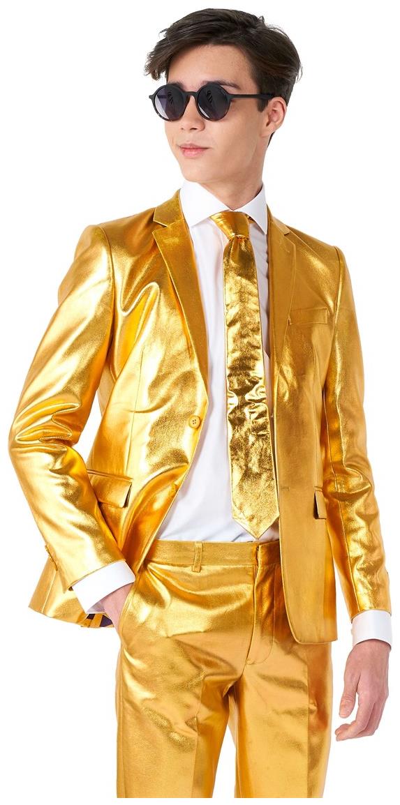 Stylish OppoSuits Teen Boys Groovy Gold Suit for Holiday Celebrations Parties and Dress Up Events