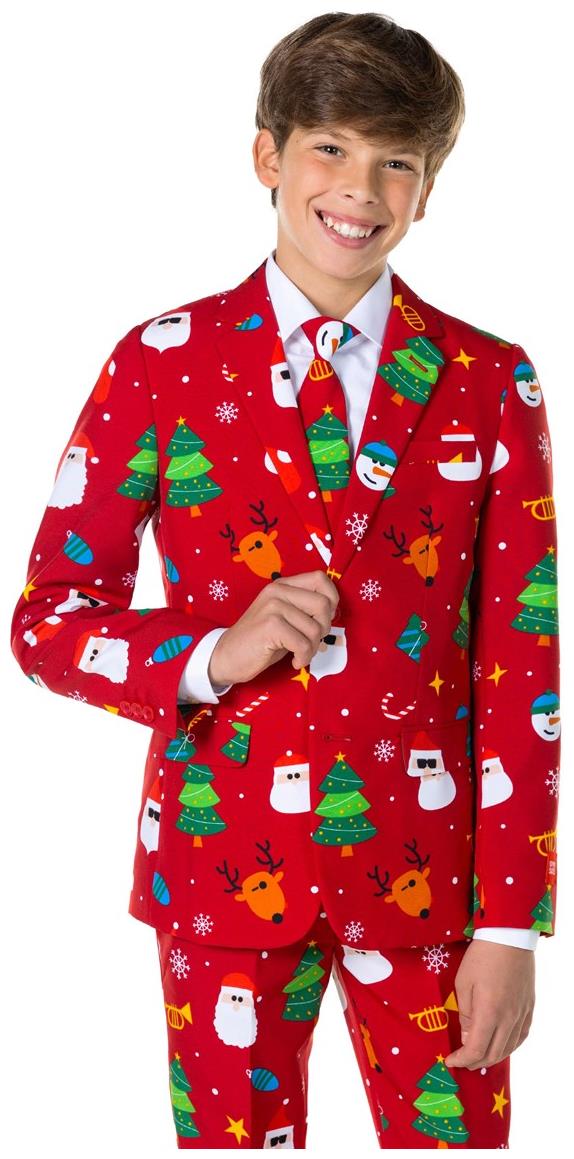 OppoSuits Festivity Red Suit for Teenage Boys Holiday Parties Christmas Celebrations and Special Occasions