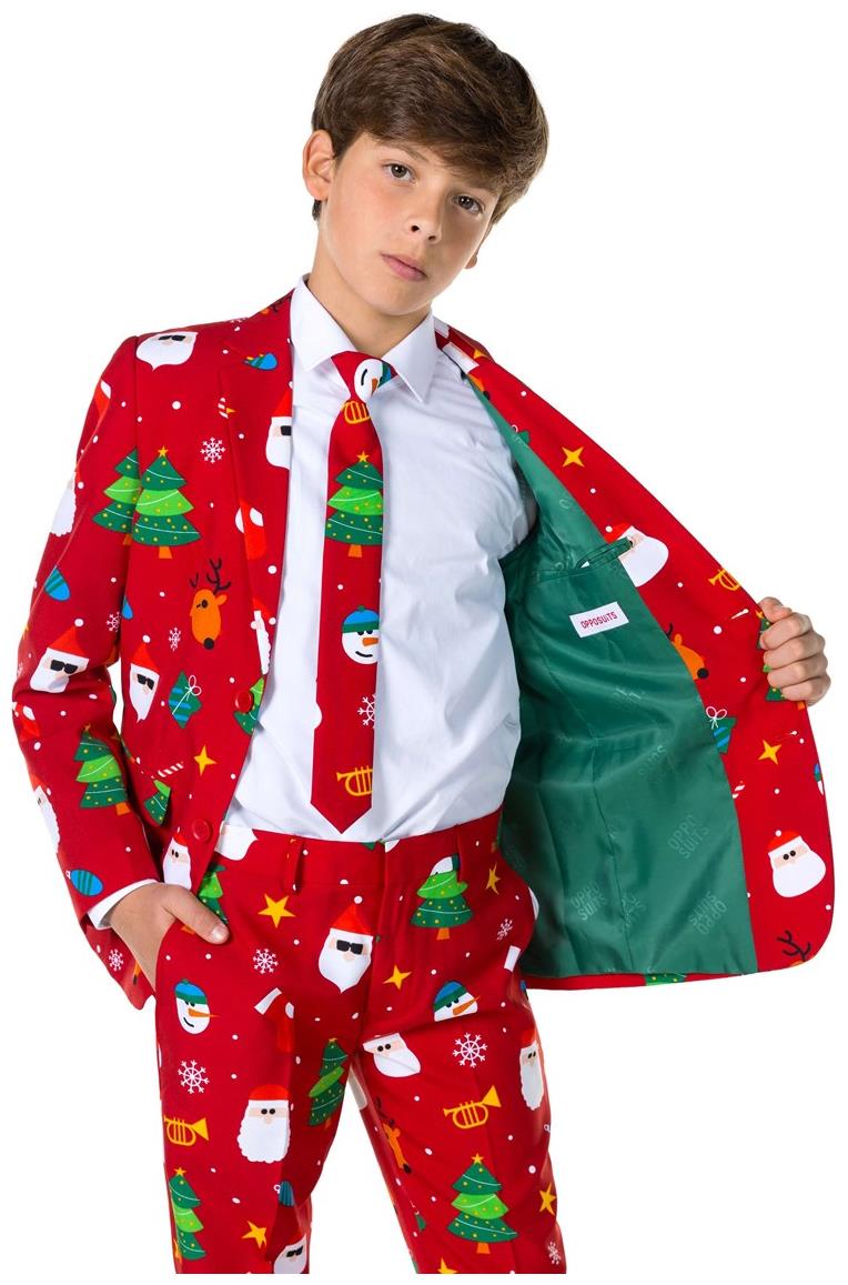 OppoSuits Festivity Red Suit for Teenage Boys Holiday Parties Christmas Celebrations and Special Occasions