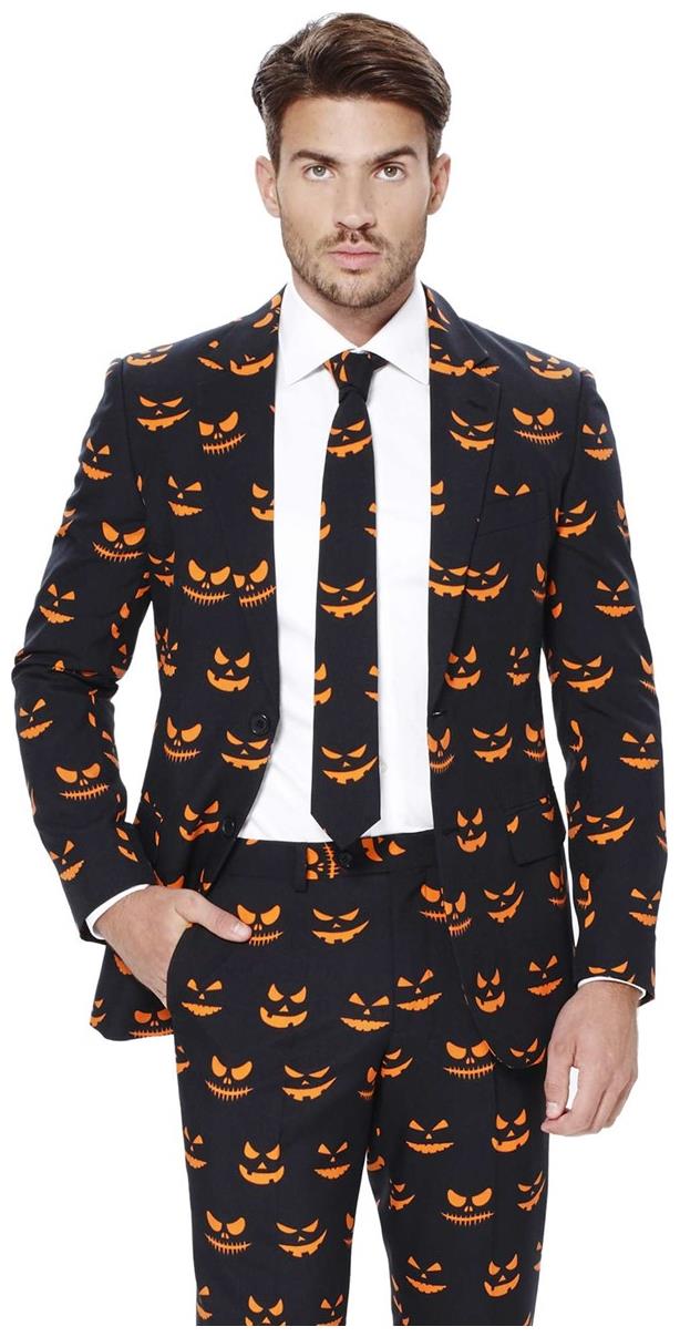 OppoSuits Men's Spooky Black Suit for Halloween Parties and Costume Events