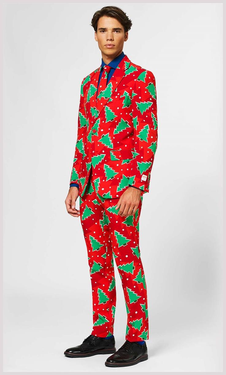 Festive OppoSuits Men's Suit Fine Pine for Holiday Celebrations Parties and Christmas Events