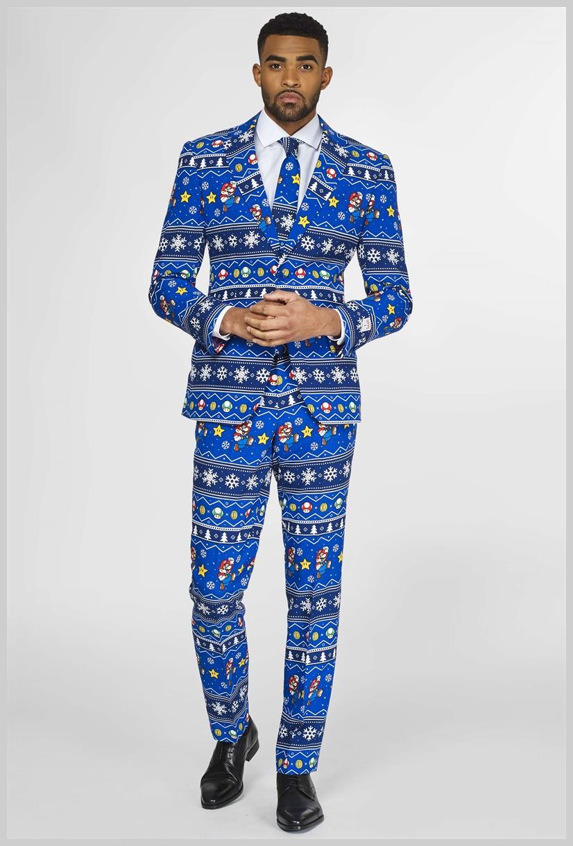 Officially Licensed OppoSuits Merry Mario Suit for Holiday Parties and Themed Events