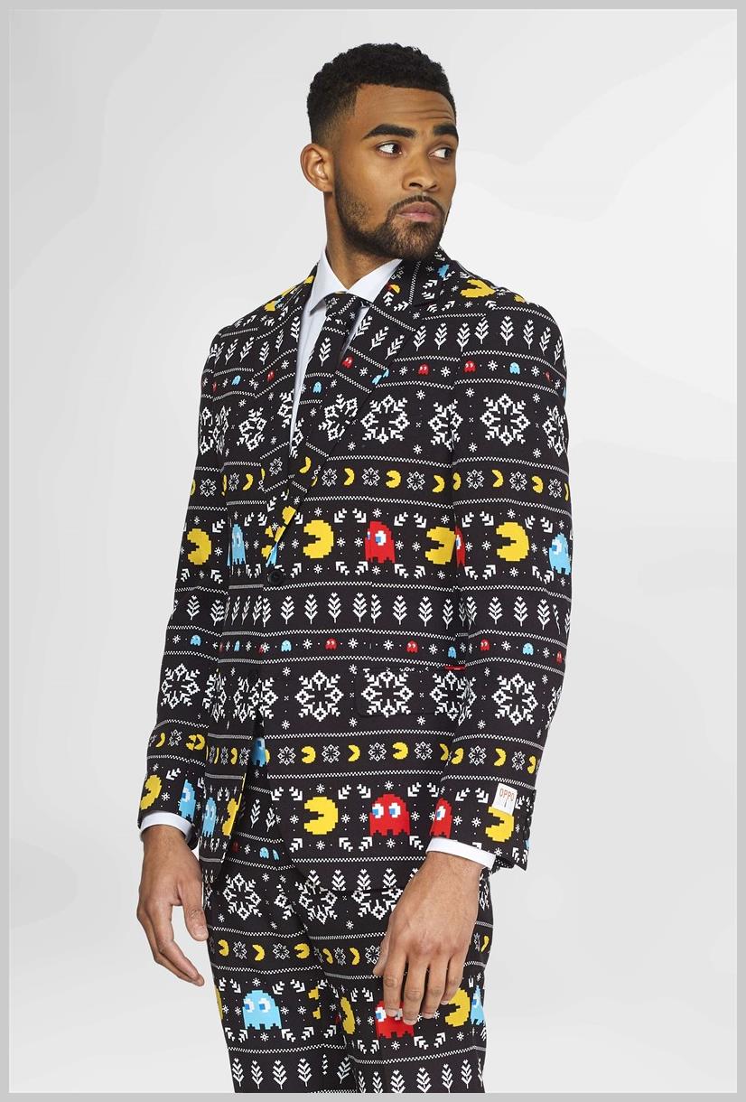OppoSuits Winter PAC-MANT Suit for Holiday Parties Corporate Events Festive Celebrations