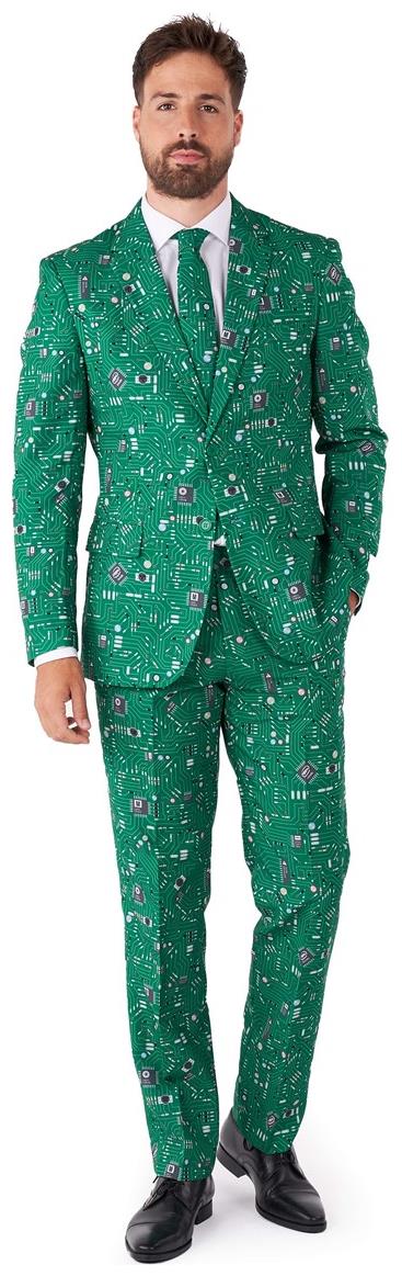 Stylish OppoSuits Men's Circuit Board Suit for Tech Lovers and Unique Holiday Events