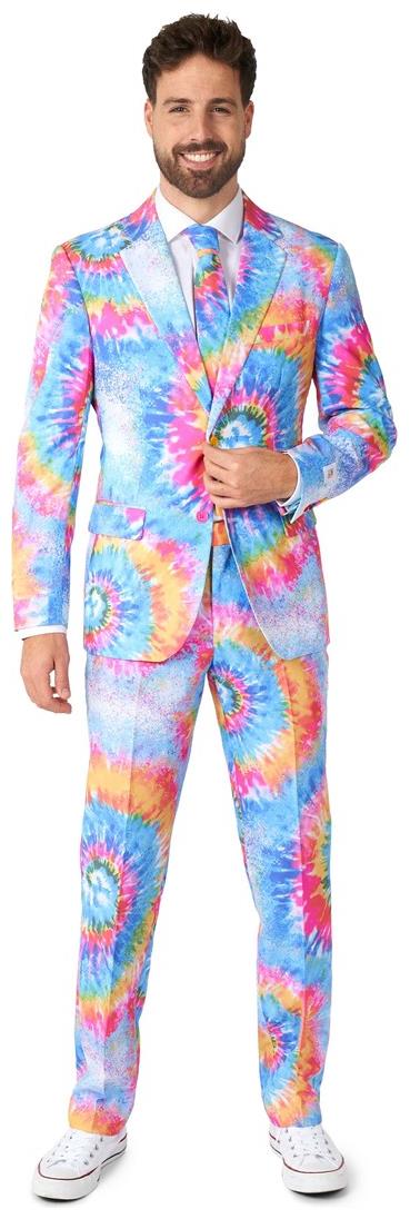 Stylish OppoSuits Men's Mr. Tie Dye Suit for Retro Theme Parties Halloween and Festivals