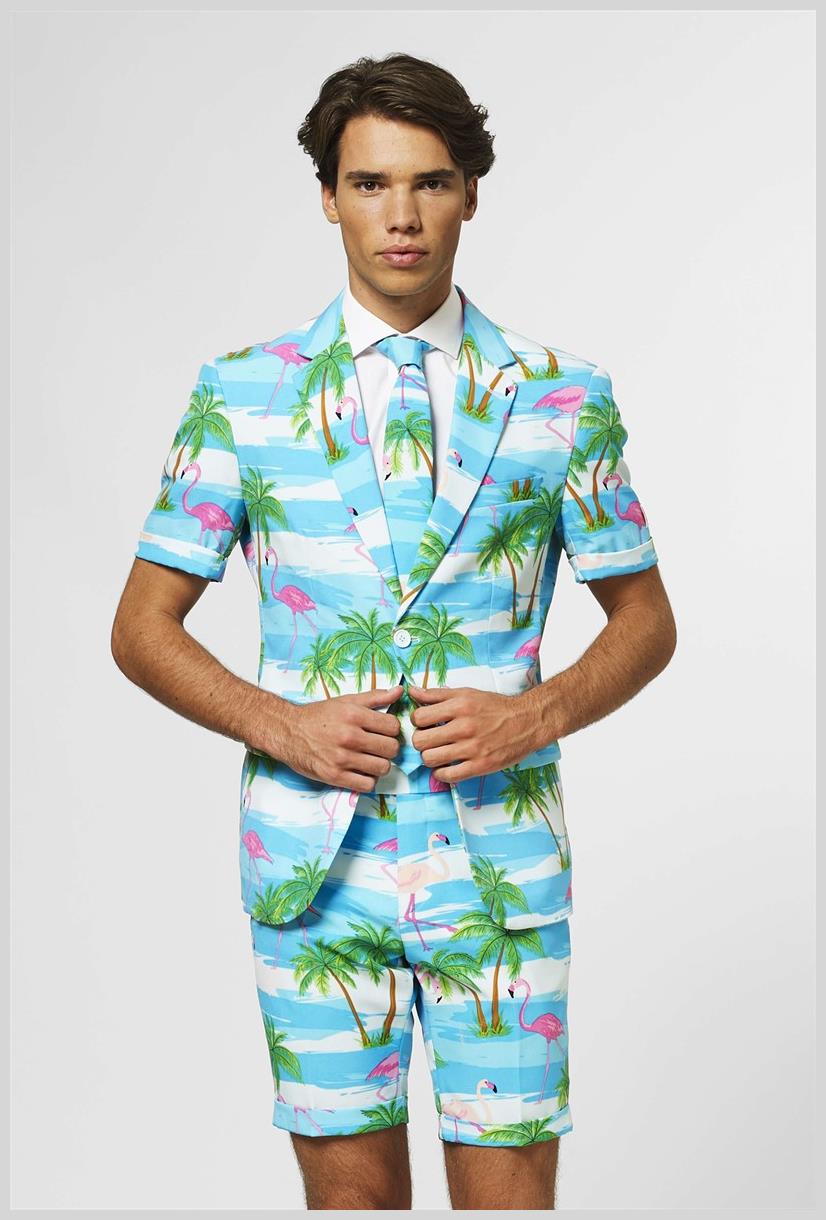 OppoSuits Men's Summer Flaminguy Tropical Suit for Summer Parties Events and Beach Holidays