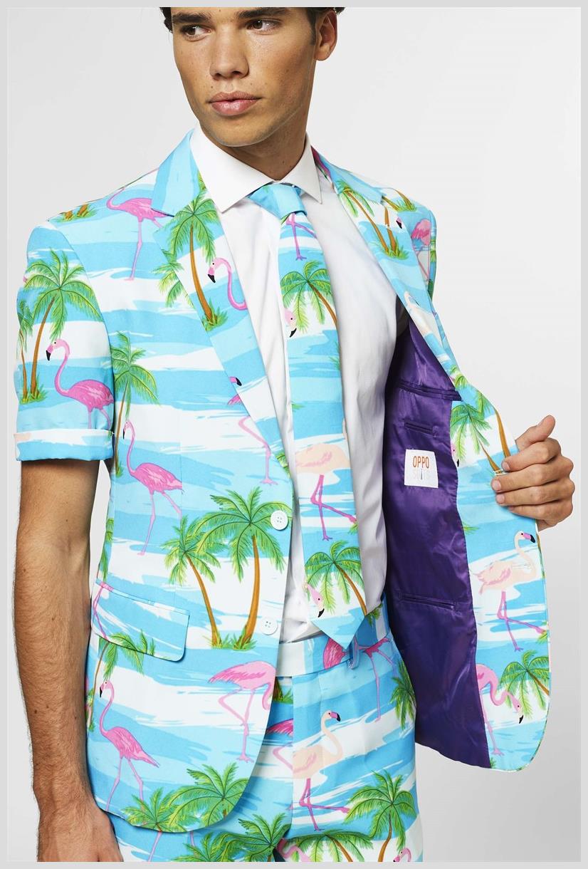 OppoSuits Men's Summer Flaminguy Tropical Suit for Summer Parties Events and Beach Holidays