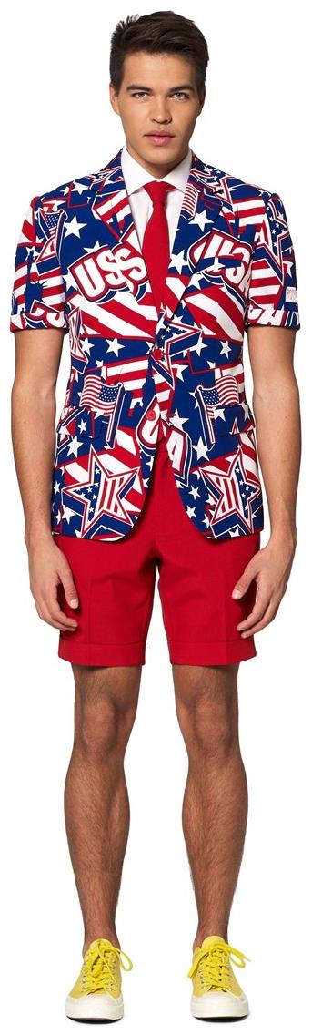 Stylish OppoSuits Men's Summer Mighty Murica Suit for National Holidays BBQs and Fourth of July Celebrations