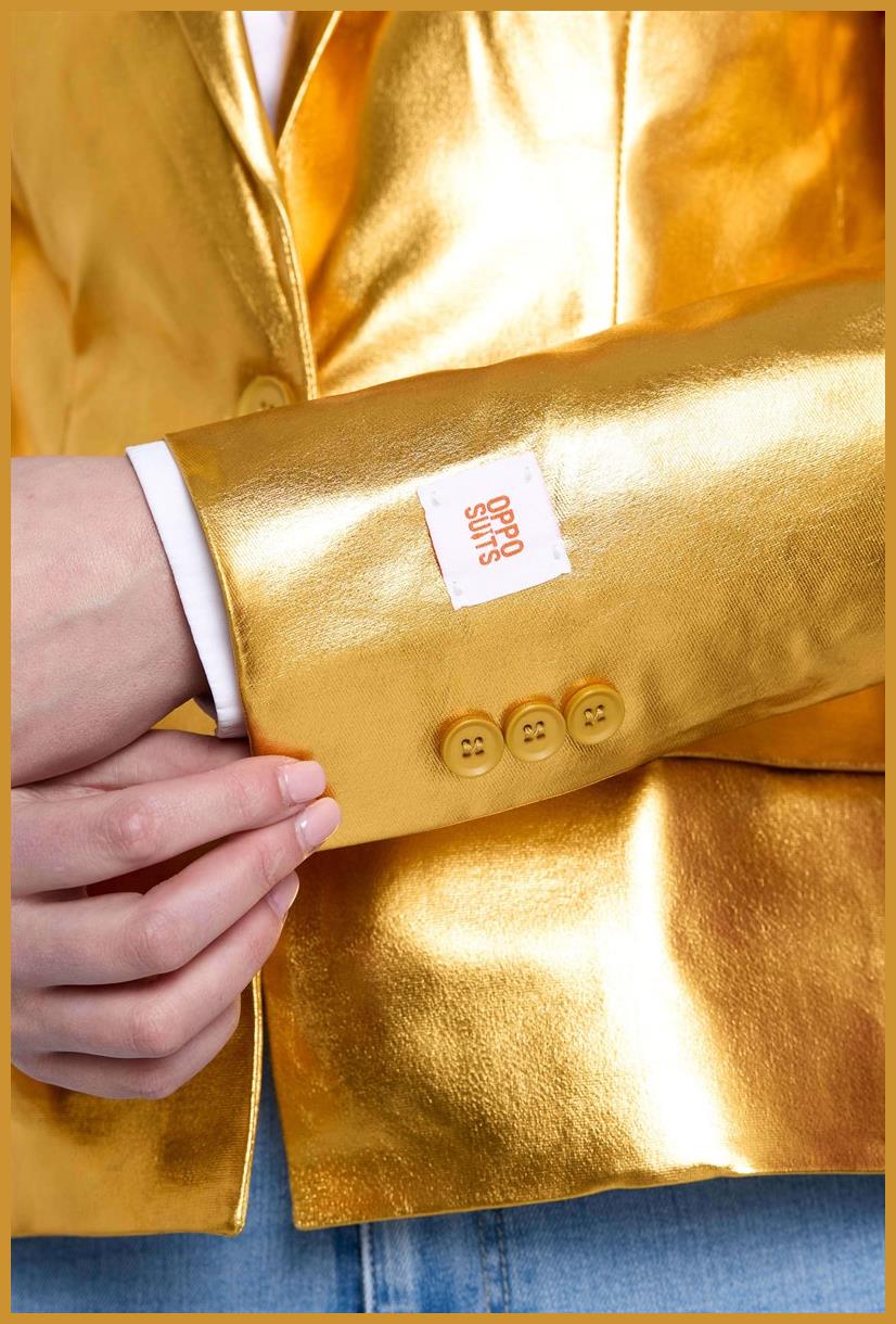 Stylish OppoSuits Women's Groovy Gold Blazer for Parties Holidays and Special Events