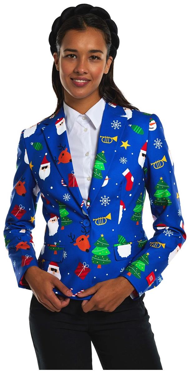 OppoSuits Women's Festivity Blue Blazer for Christmas Events Holiday Parties and Celebrations
