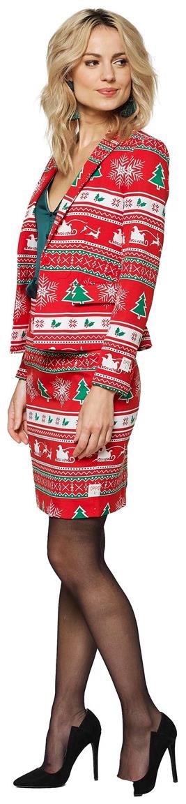 Stylish OppoSuits Women's Red Christmas Suit for Holiday Parties Festivities and Family Gatherings