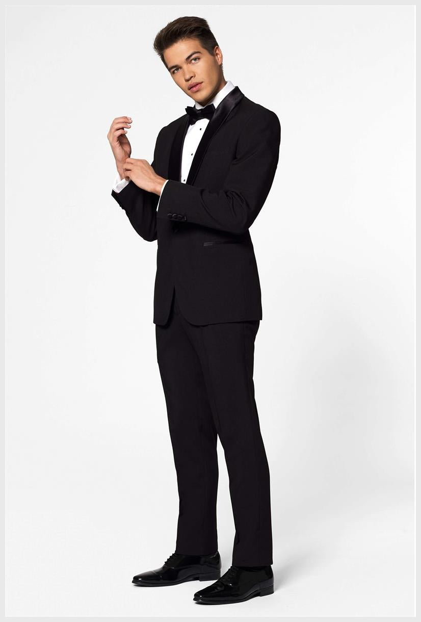 Elegant OppoSuits Men's Tuxedo Jet Set Black for Weddings Proms Formal Events and Black-Tie Gatherings
