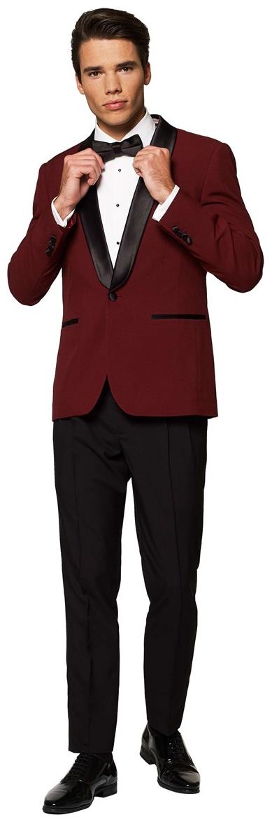 Stylish OppoSuits Men's Hot Burgundy Tuxedo for Weddings Parties and Special Celebrations