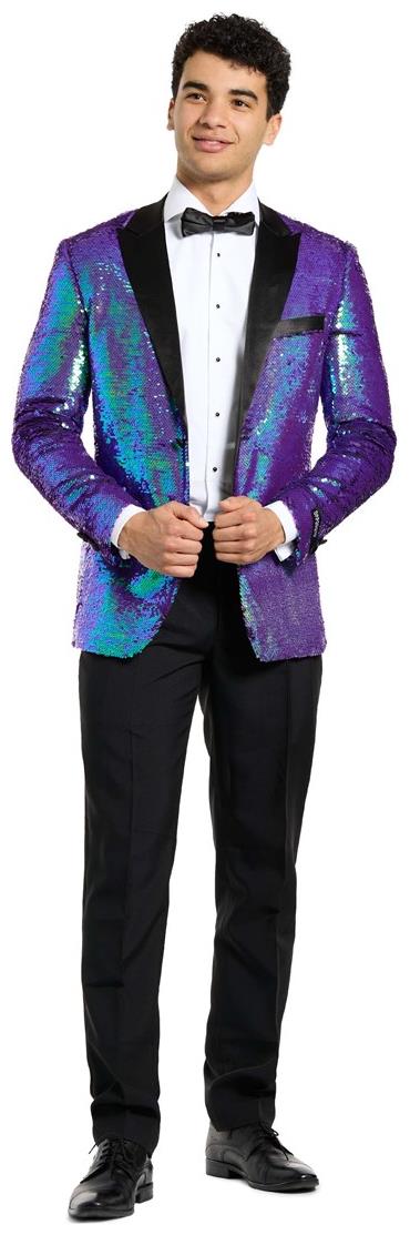 Stylish OppoSuits Men's Sapphire Sequins Tuxedo for Formal Events Parties and Festivities