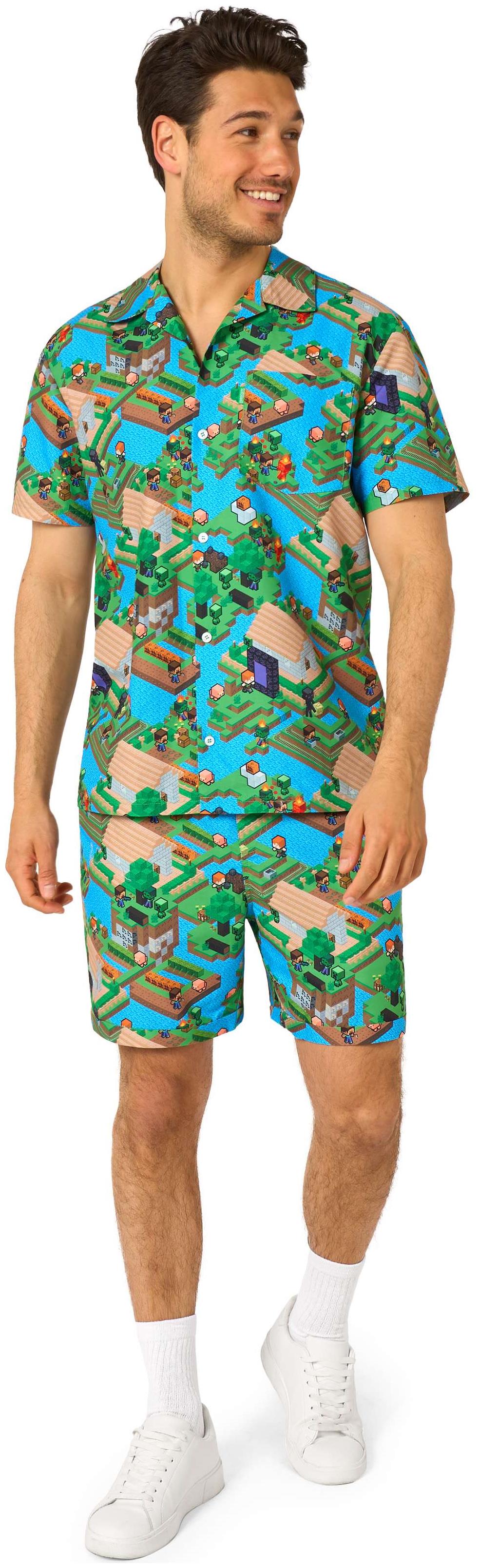 OppoSuits MinecraftT Summer Set for Men for Hot Weather Festivals and Fun Costume Parties
