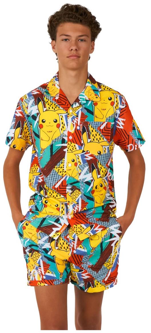 Fun OppoSuits Teen Boys Pika Pikachu Summer Set for Beach Pool Parties and Pokemon Themed Events