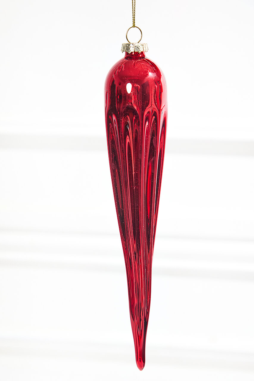 9.5" Red Finial Glass Ornament