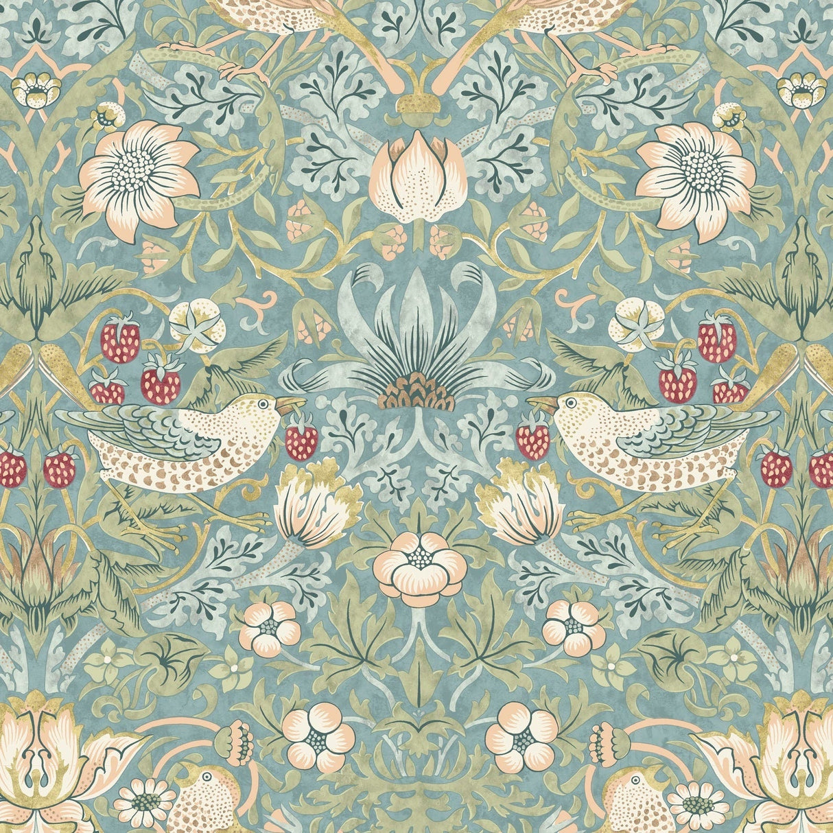 Quilting Cotton Strawberry Thief Aqua William Morris