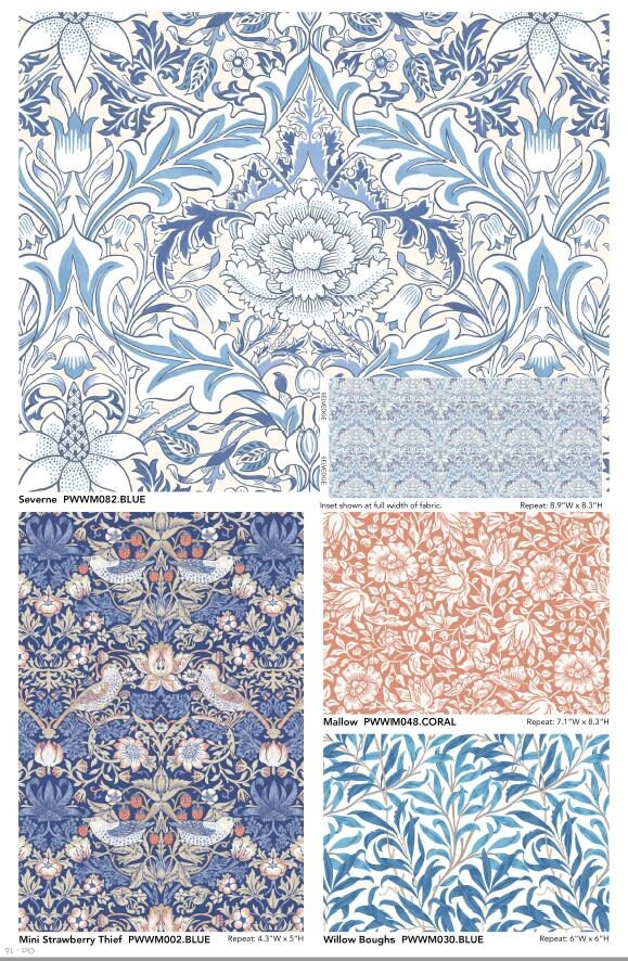 Quilting Cotton William Morris Brophy Trellis Blue Wandle Collection