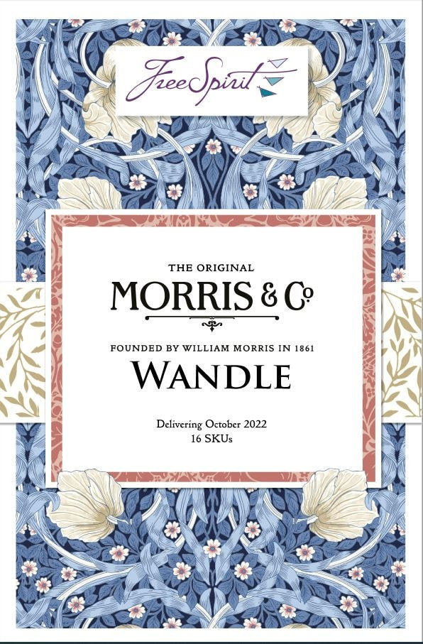 Quilting Cotton ORIGINAL MORRIS & Co Chrysanthemum Tonal Blue Wandle Collection