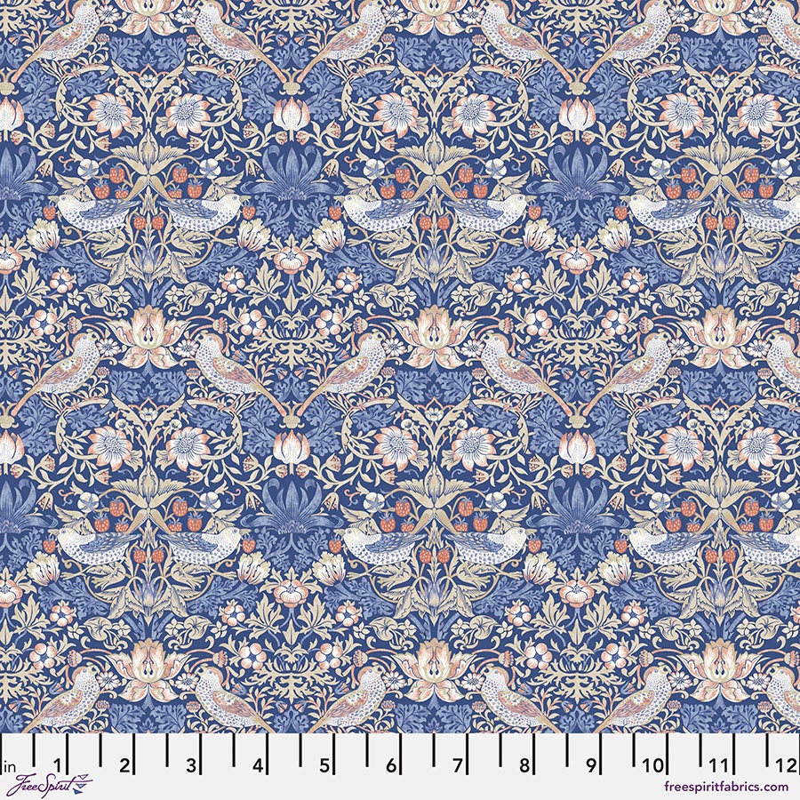 Quilting Cotton Mini Strawberry Thief Blue William Morris