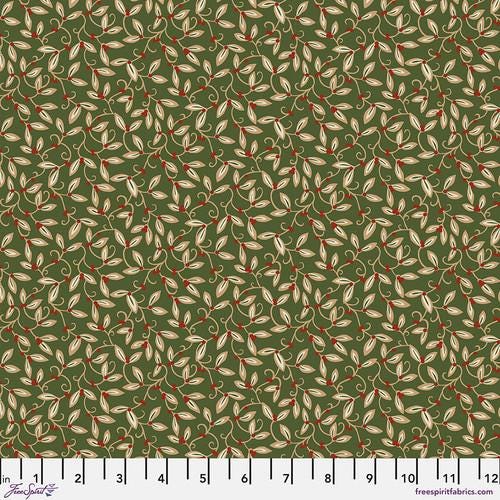 Quilting Cotton ORIGINAL MORRIS & Co Mistletoe Green The Cotswold Holiday Collection