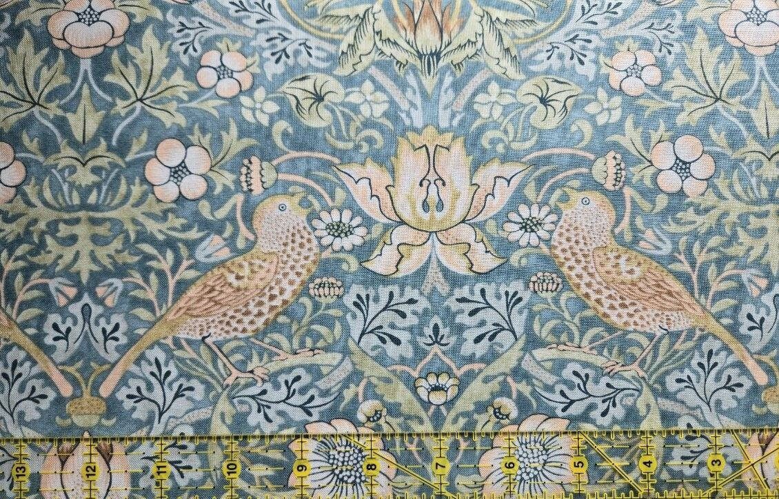 Quilting Cotton Mini Strawberry Thief Aqua William Morris