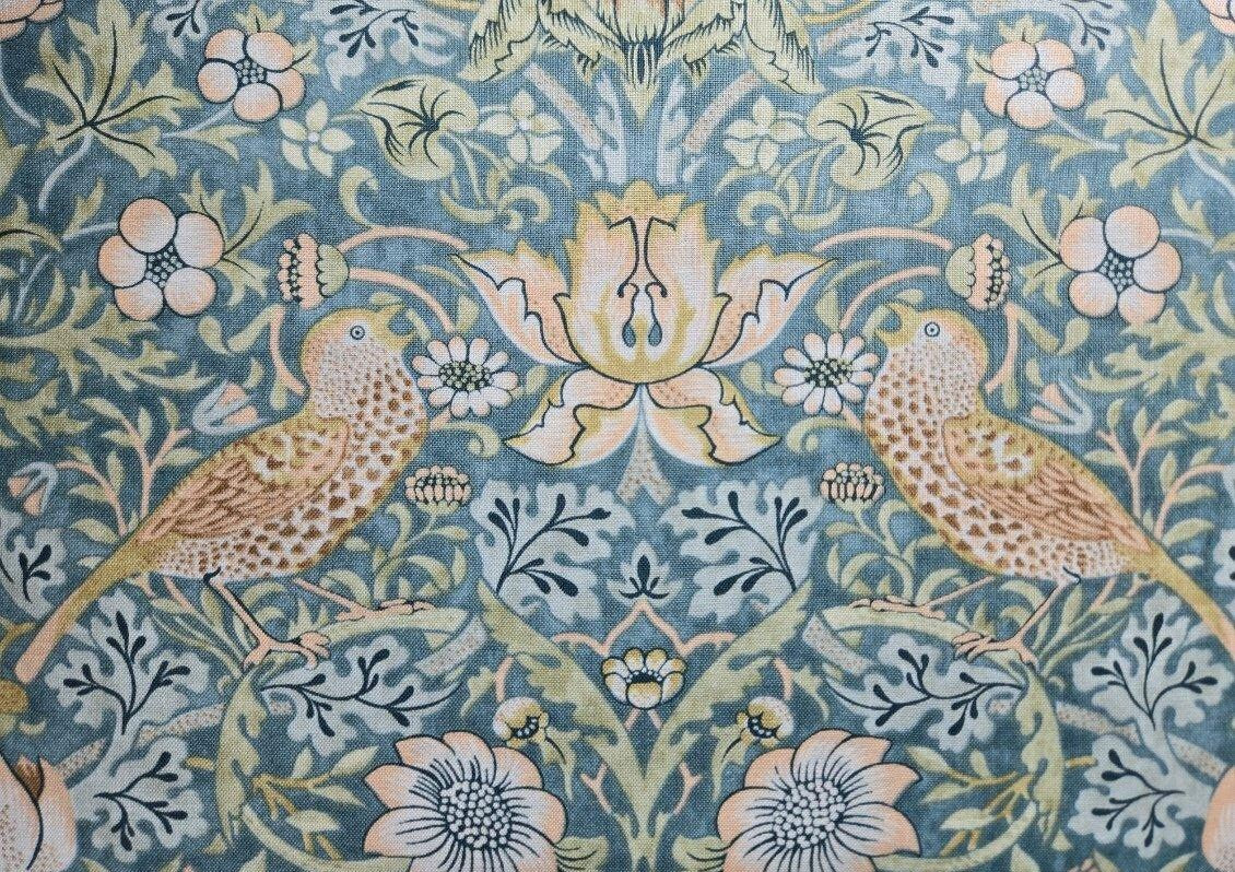 Quilting Cotton Mini Strawberry Thief Aqua William Morris