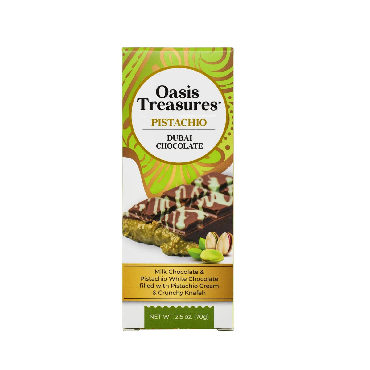 Oasis Treasures Knafeh Pistachio Dubai Chocolate Candy Bar