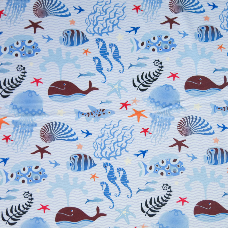 Stretch Woven Boardshort Fabric Ocean Scene Flow UPF 50+