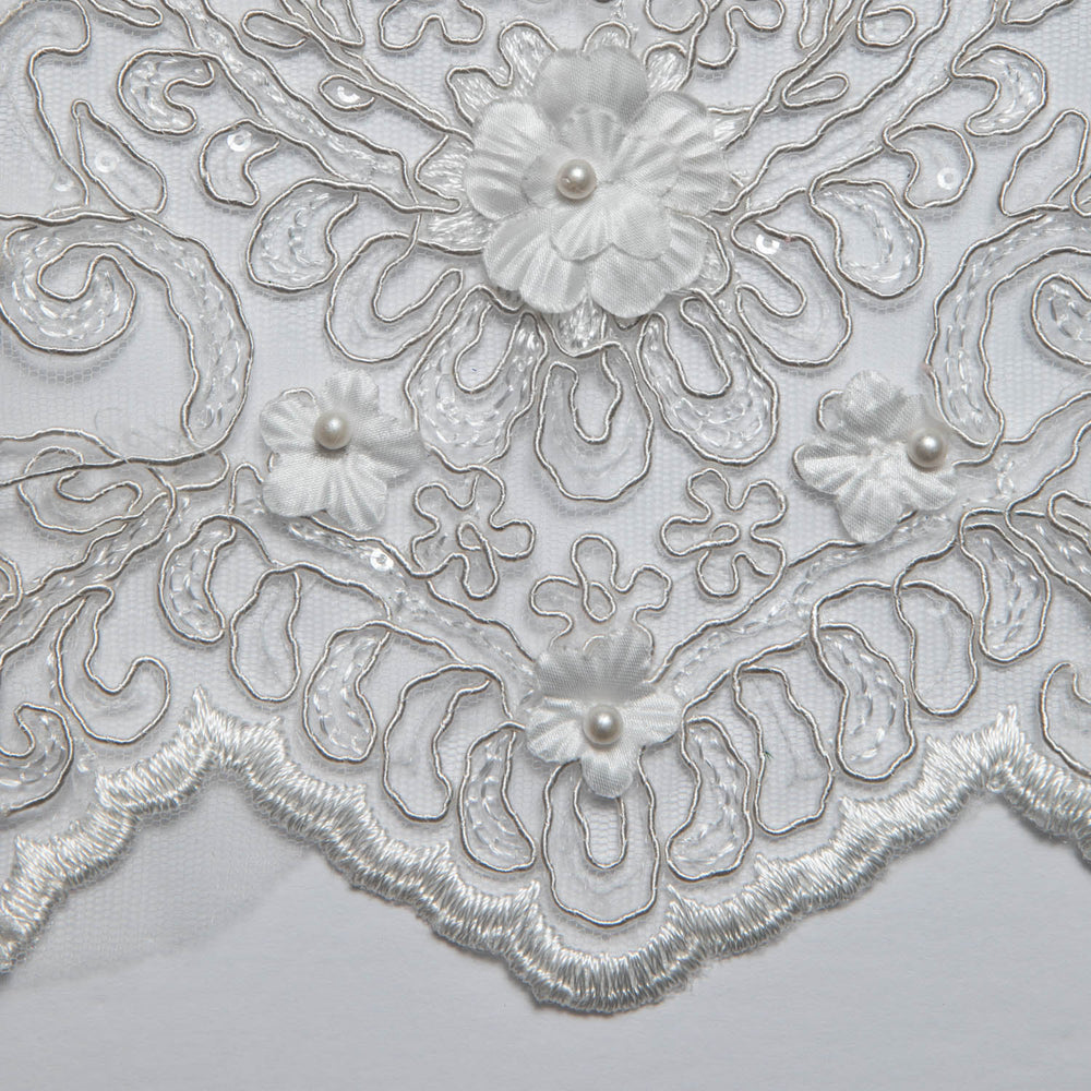 1 Yard Tulle Lace Fabric Embroidered Applique 3D Floral Pattern Elegant Look 52" Wide