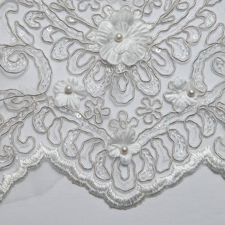 1 Yard Tulle Lace Fabric Embroidered Applique 3D Floral Pattern Elegant Look 52" Wide