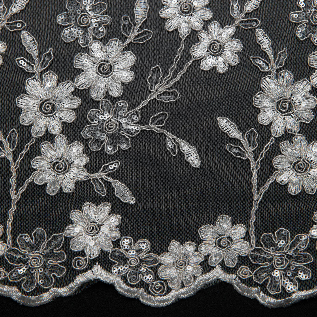1 Yard Beautiful 3D Floral Applique Embroidered Tulle Lace Fabric 52" Wide Premium Fabric